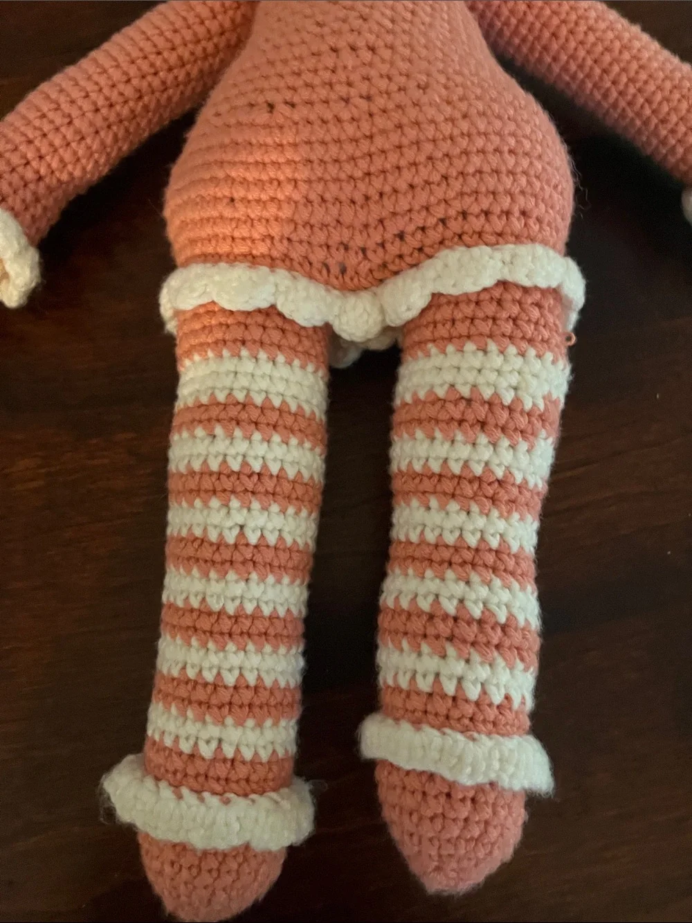 Handmade Crochet Pink and Cream Plush Doll - Kids Toy